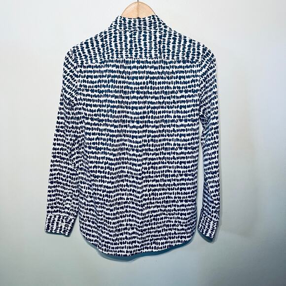 Banana Republic Blouse Button Up Dillon Shirt Blue Print Career Office Cotton S - Picture 2 of 4